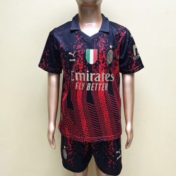 2023-24 AC Milan Tricou Deplasare Pentru Copii Echipament Fotbal