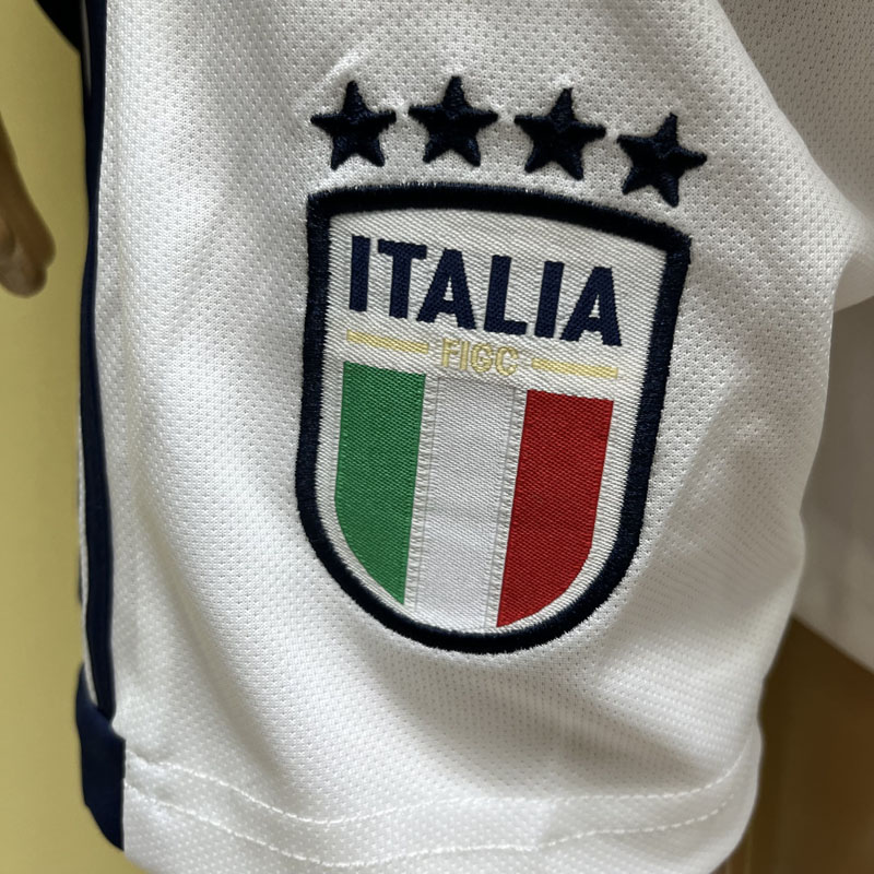 2023-24 Italia Tricou Deplasare Pentru Copii Echipament Fotbal Detalj