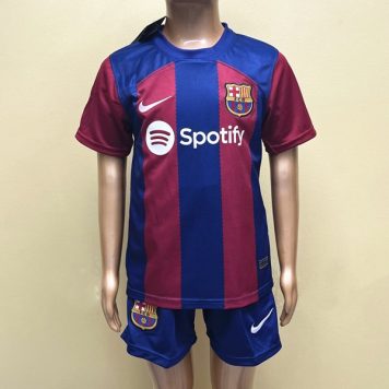 Echipament fotbal Barcelona Tricou Acasa 2023-24 pentru copii maneca scurta + Pantaloni scurti