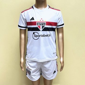 Tricou Fotbal Acasă Sao Paulo 2023/24 Pentru Copii Maneca scurta + Pantaloni scurti