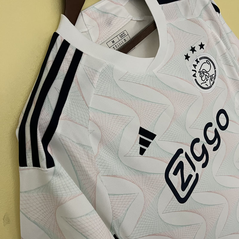 AFC Ajax för 2023-24 Tricou Deplasare alb Detaliu