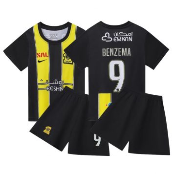 2023-24 Al Ittihad Tricou Acasa #9 Benzema Pentru Copii Galben și Negru