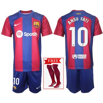 2023-24 FC Barcelona Tricou Acasa Kit Lionel Ansu Fati #10