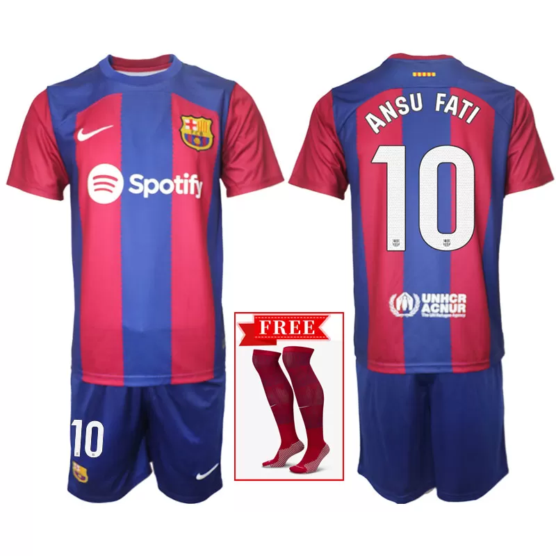 2023-24 FC Barcelona Tricou Acasa Kit Lionel Ansu Fati #10