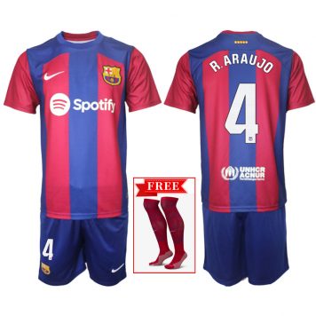 FC Barcelona 2023-24 Tricou Acasa Kit #4 Ronald Araújo