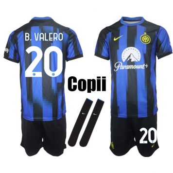 2023-24 Inter Milan Copii Kit Borja Valero #20 Tricou Acasa Albastru Negru