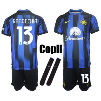 2023-24 Inter Milan Copii Kit Ranocchia #13 Tricou Acasa Albastru Negru