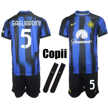 2023-24 Inter Milan Tricou Acasa Albastru #5 Gagliardini Copii Kit