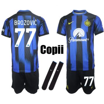 2023-24 Inter Milan Tricou Acasa Albastru BROZOVIC #77 Copii Kit