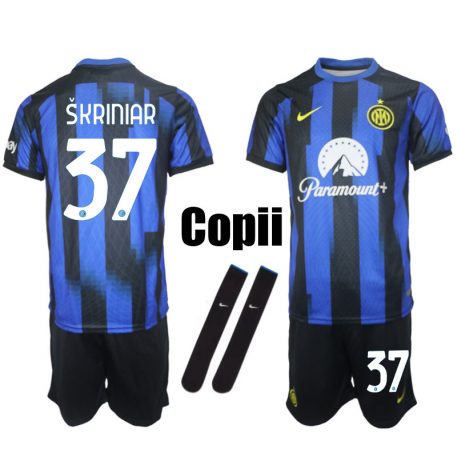 2023-24 Inter Milan Tricou Acasa Albastru Skriniar NO37 Copii Kit