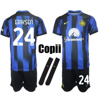 2023-24 Inter Milan Tricou Acasa Eriksen #24 Copii Kit Albastru Negru