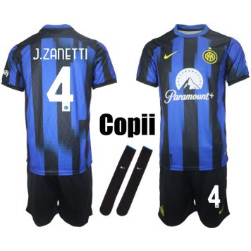 2023-24 Inter Milan Tricou Acasa Javier Zanetti NO4 Copii Kit Asamoah