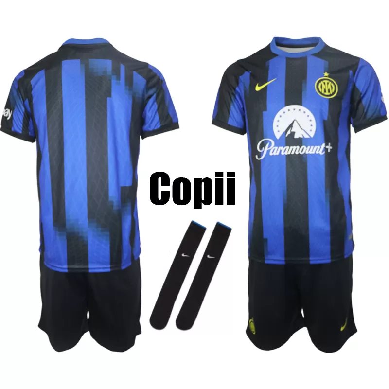 2023/24 lnter Milan Tricou fotbal Acasa Albastru Negru Pentru Copii