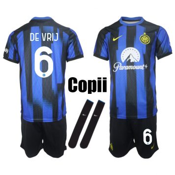 lnter Milan 2023 24 Tricou fotbal Acasa Albastru Negru #6 Stefan de Vrij