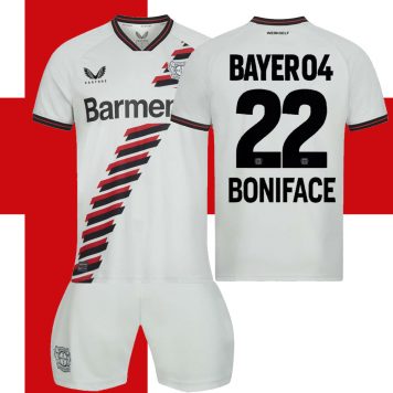 2023-24 Bayer 04 Leverkusen Tricou Deplasare Alb #22 Boniface