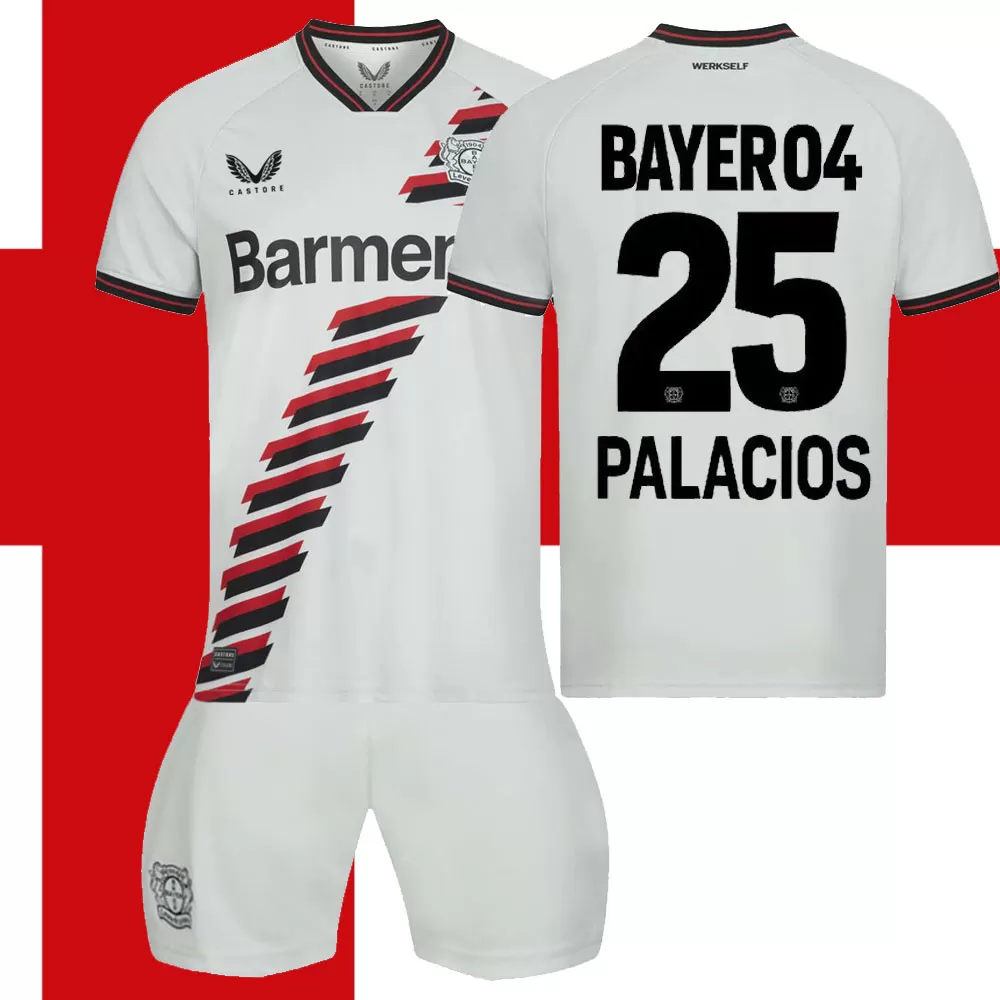 2023-24 Bayer 04 Leverkusen Tricou Deplasare Alb #25 Palacios