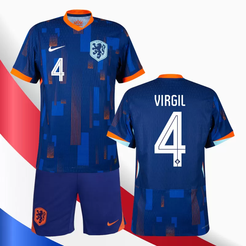 Euro 2024 Olanda Tricou Deplasare Virgil 4 Albastru