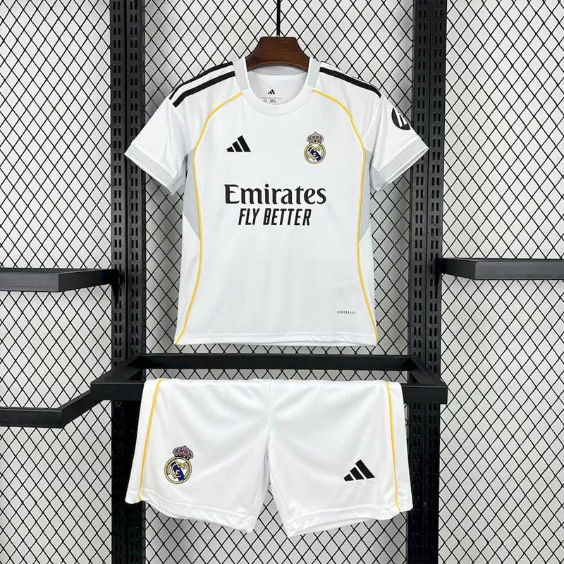 Echipament Fotbal Copii Real Madrid Acasă 2025/26 Tricou + Șort
