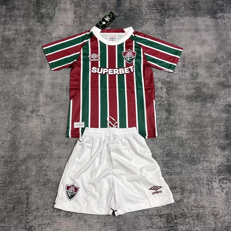 Echipament fotbal Fluminense Tricou Acasa 2025 pentru copii maneca scurta + Pantaloni scurti