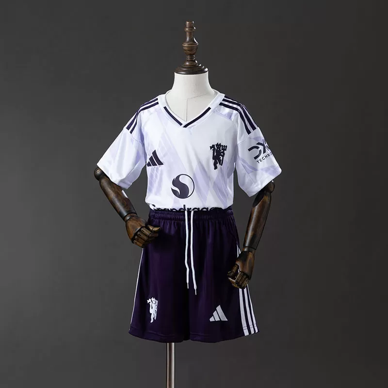 Manchester United 2025/26 echipament copii deplasare – tricou și pantaloni