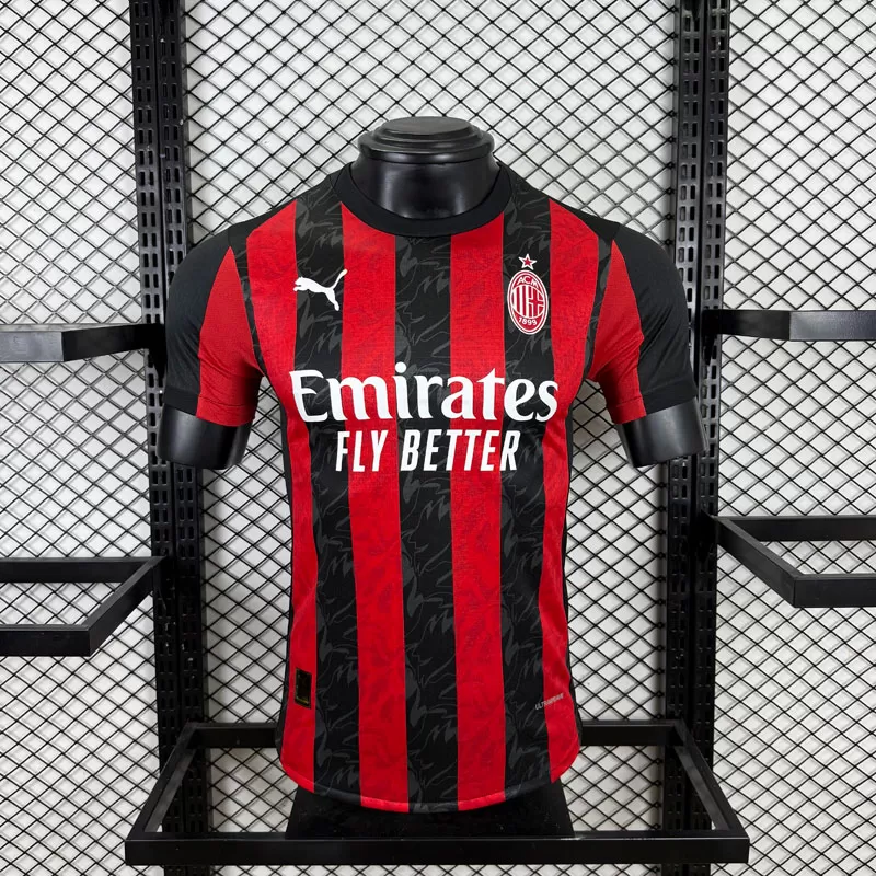 Tricou fotbal AC Milan 2025/26 acasă roșu negru bărbați mânecă scurtă