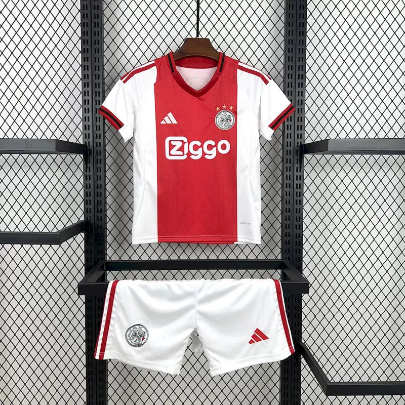 Ajax Amsterdam kit copii 2025/26 - alb roșu echipament fotbal acasă