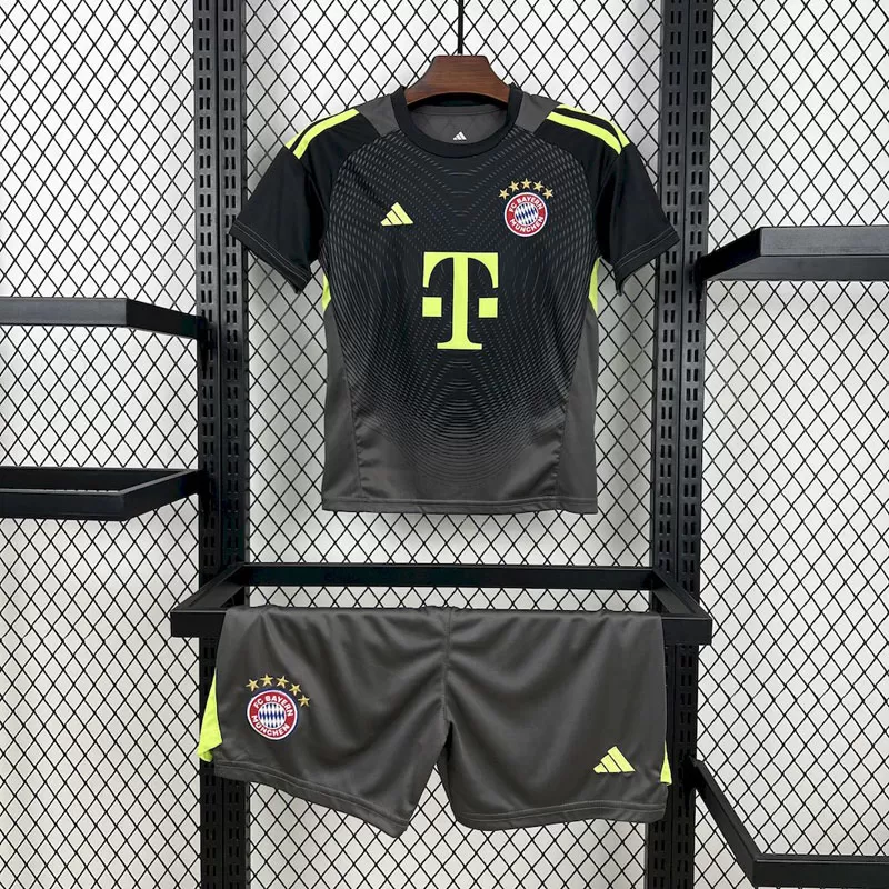 Echipament Negru Gri Portar Bayern München pentru Copii 2025-2026