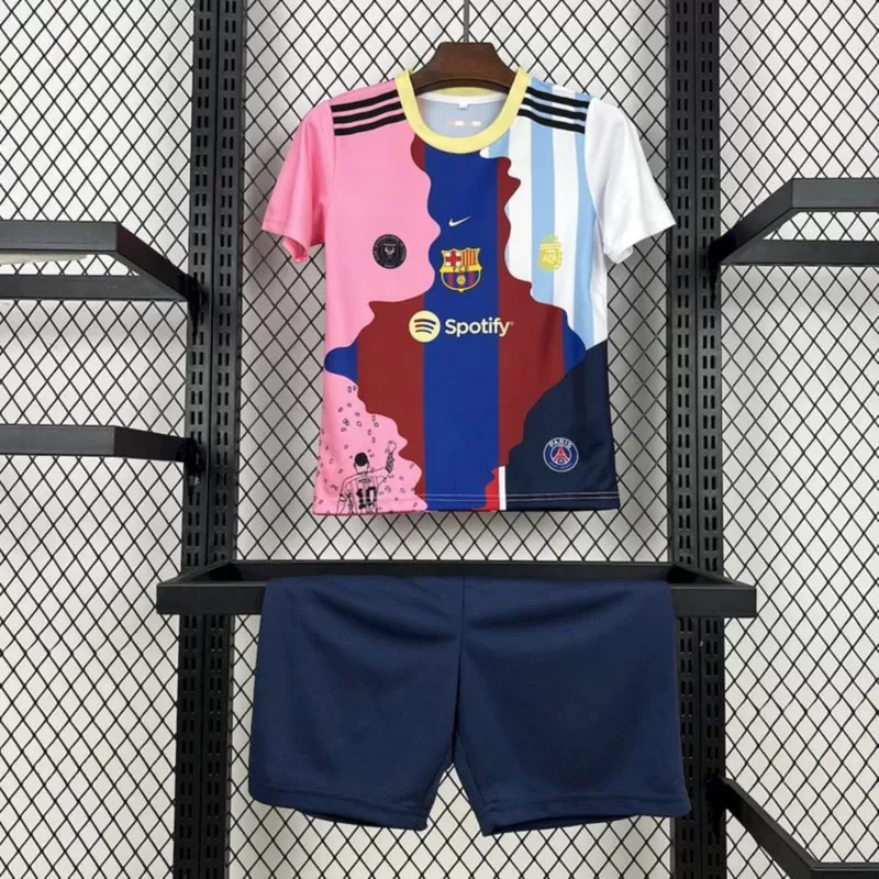 Echipament copii Messi 2025 - ediție mixtă Barcelona Inter Miami PSG Argentina