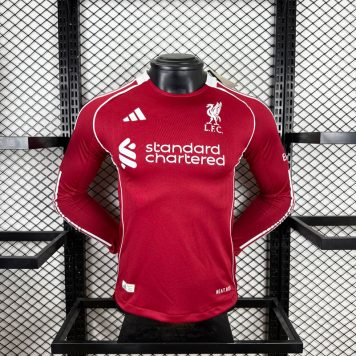 Liverpool tricou fotbal bărbați acasă 2025/26 roșu mânecă lungă