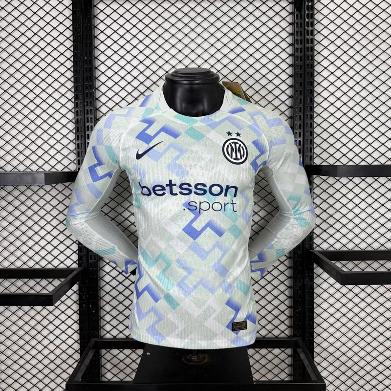 Echipament de fotbal Inter Milan 2025/26 - tricou bărbați alb cu mânecă lungă