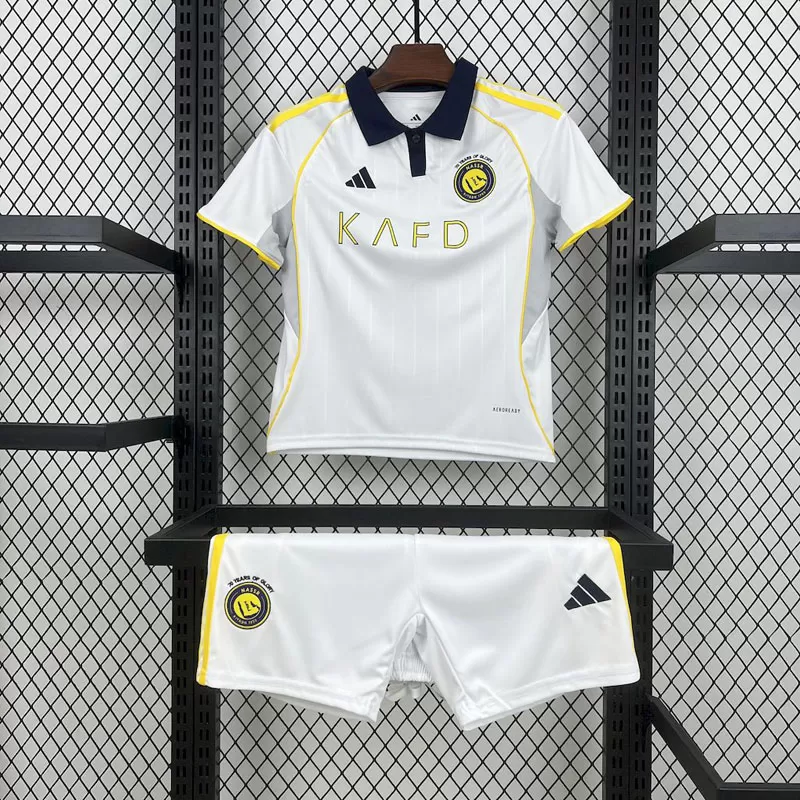 Echipament fotbal copii Al-Nassr 2025/26 tricou al treilea alb