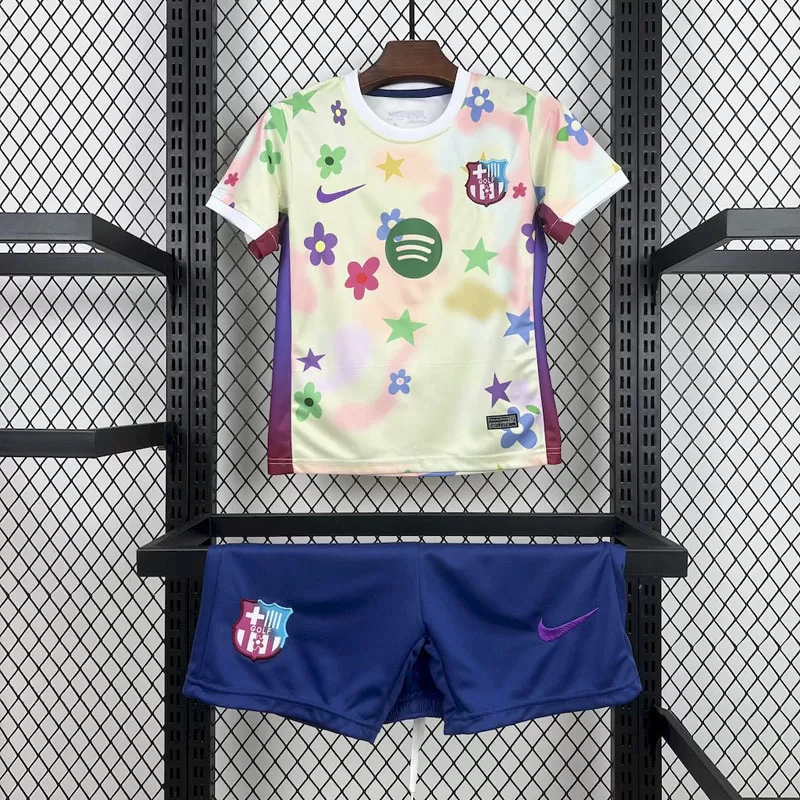 Echipament fotbal copii Barcelona 2025/26 ediție specială cu flori