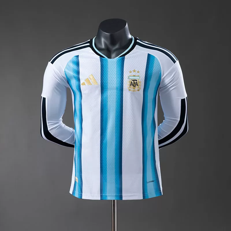Tricou de fotbal Argentina mânecă lungă acasă CM 2026 pentru bărbați