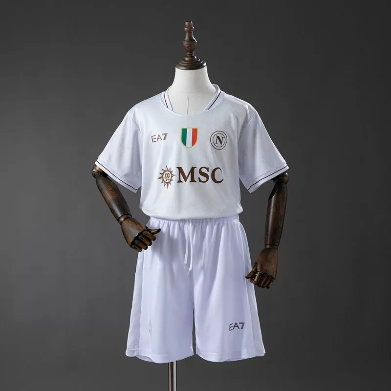 Echipament fotbal copii Napoli 25/26 deplasare – tricou și pantaloni scurți