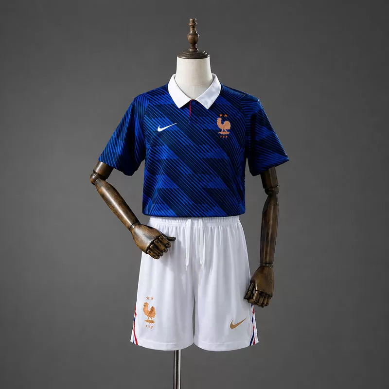 Echipament copii Franța 2026 acasă - tricou + șort fotbal Cupa Mondială