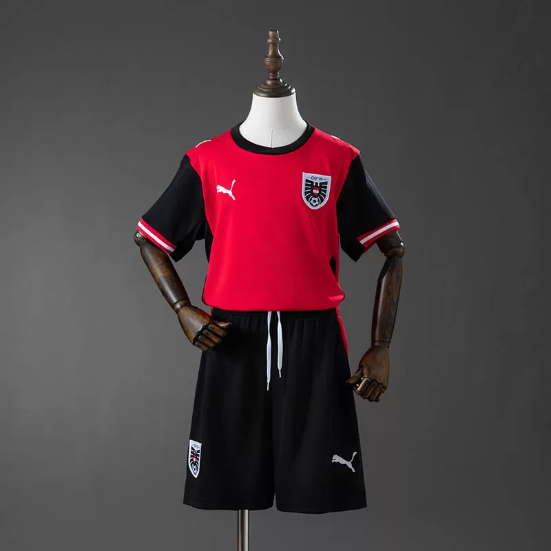 Echipament fotbal copii Austria 2026 – set acasă tricou + pantaloni