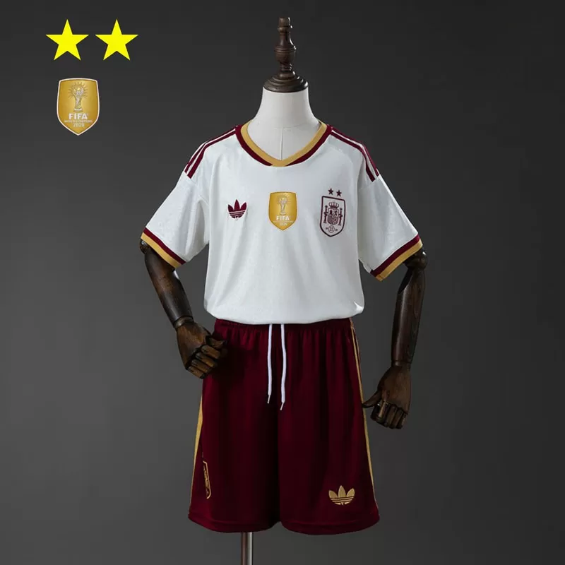 Noul echipament de fotbal copii Spania 2026 deplasare 2 Stele Champion
