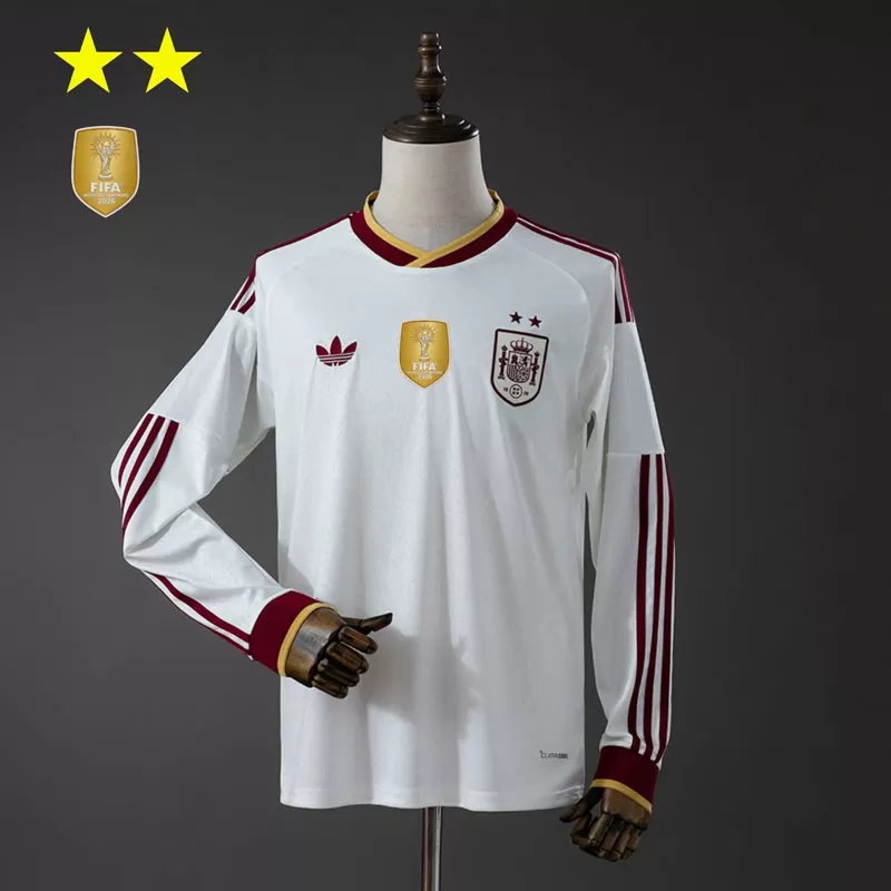 Spania 2026 tricou deplasare cu 2 stele – tricou fotbal bărbați mânecă lungă