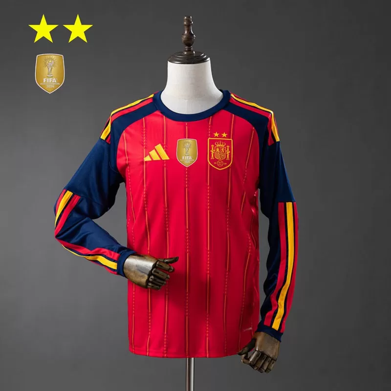 Tricou Fotbal Spania 2026 Mânecă Lungă Bărbați – Ediție Campioană 2 Stele