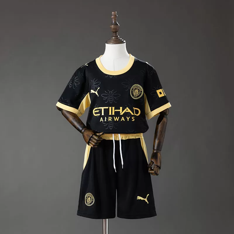 Echipament de fotbal Manchester City De Deplasare 2026/27 pentru Copii – Tricou Negru și Șort