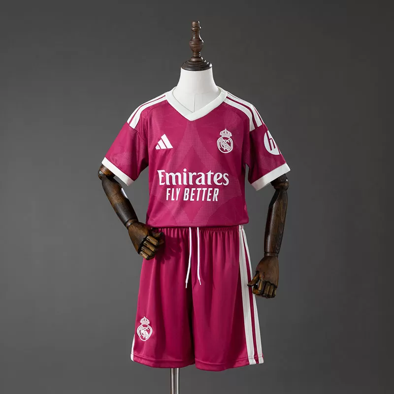 Tricou Real Madrid 2026/27 pentru Copii – Al Treilea Echipament Roz cu Șorturi